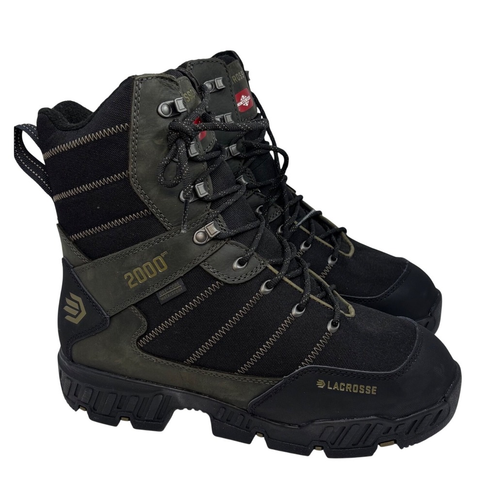 Lacrosse Mens Cold Snap II 9" Jet Black 2000G Insulated Hunting Boots Size 9 NEW